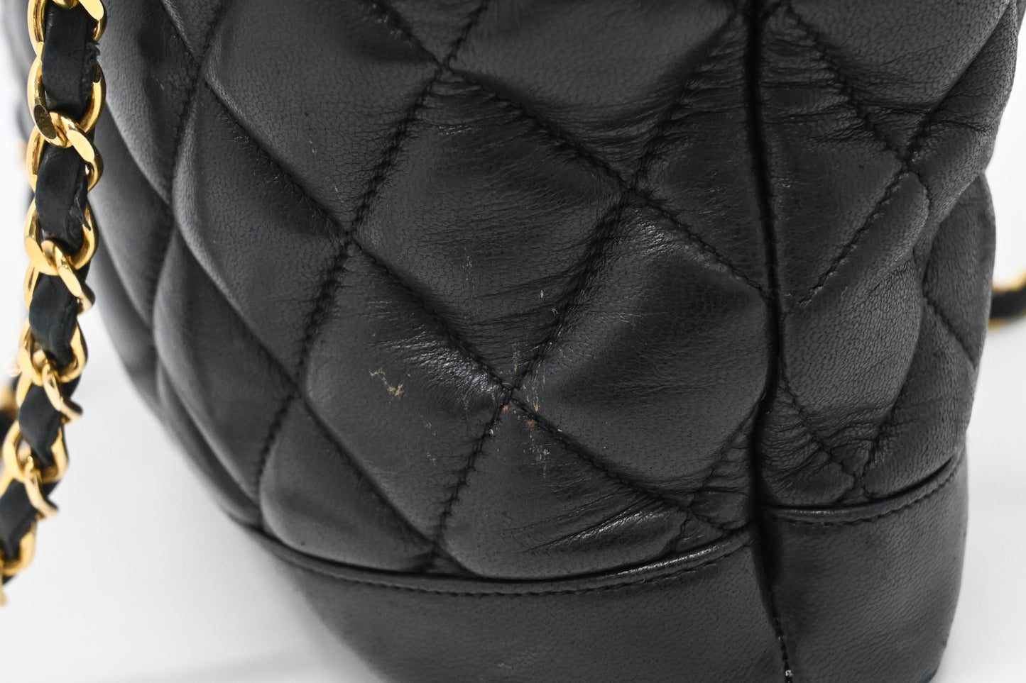 Chanel Chain Shoulder Bag in Black Leather