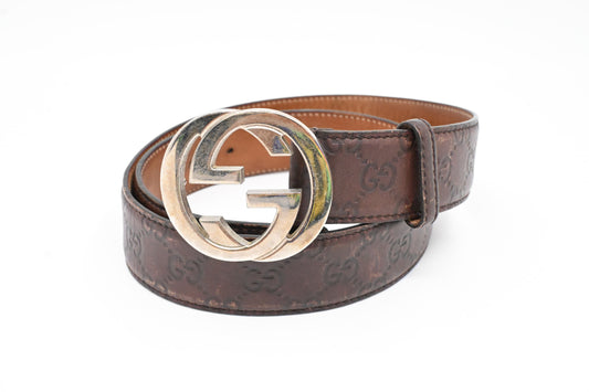 Gucci Belt 90/36 in Brown Guccissima Leather
