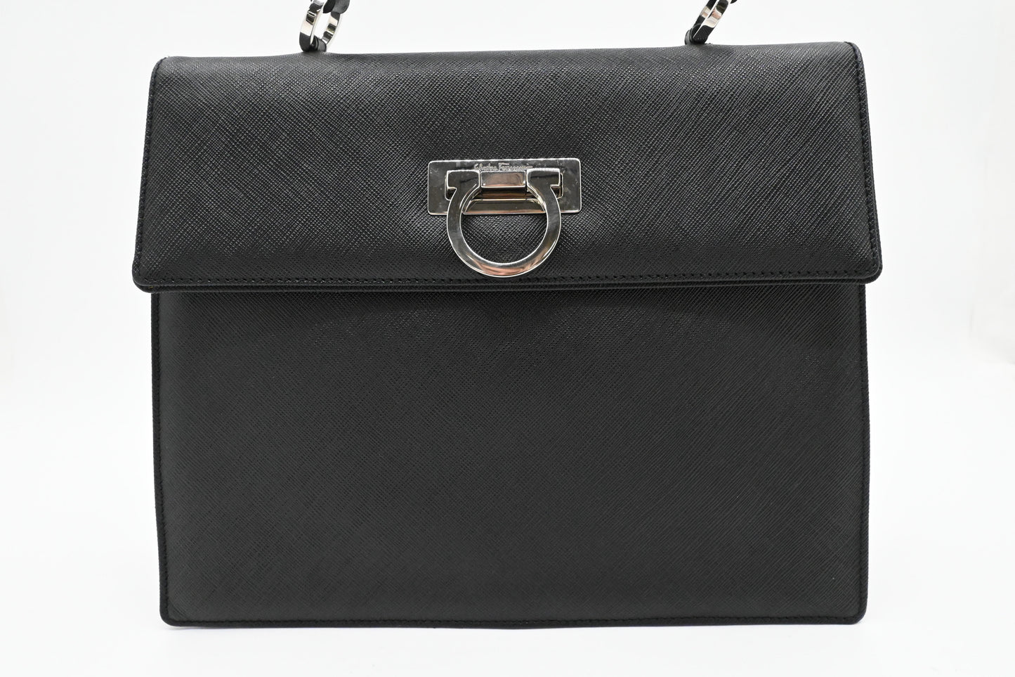 Ferragamo Gancini Handbag in Black Leather
