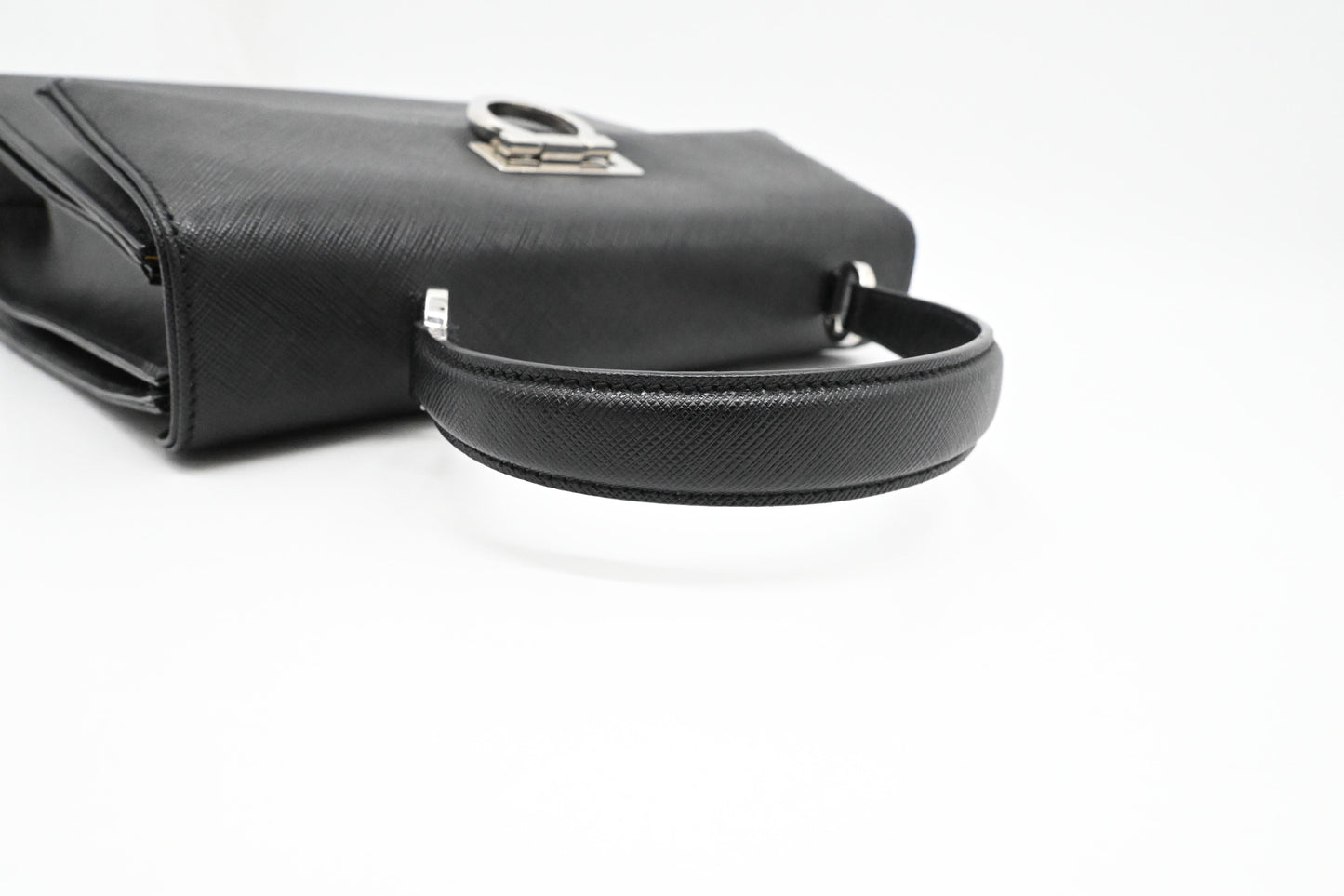 Ferragamo Gancini Handbag in Black Leather