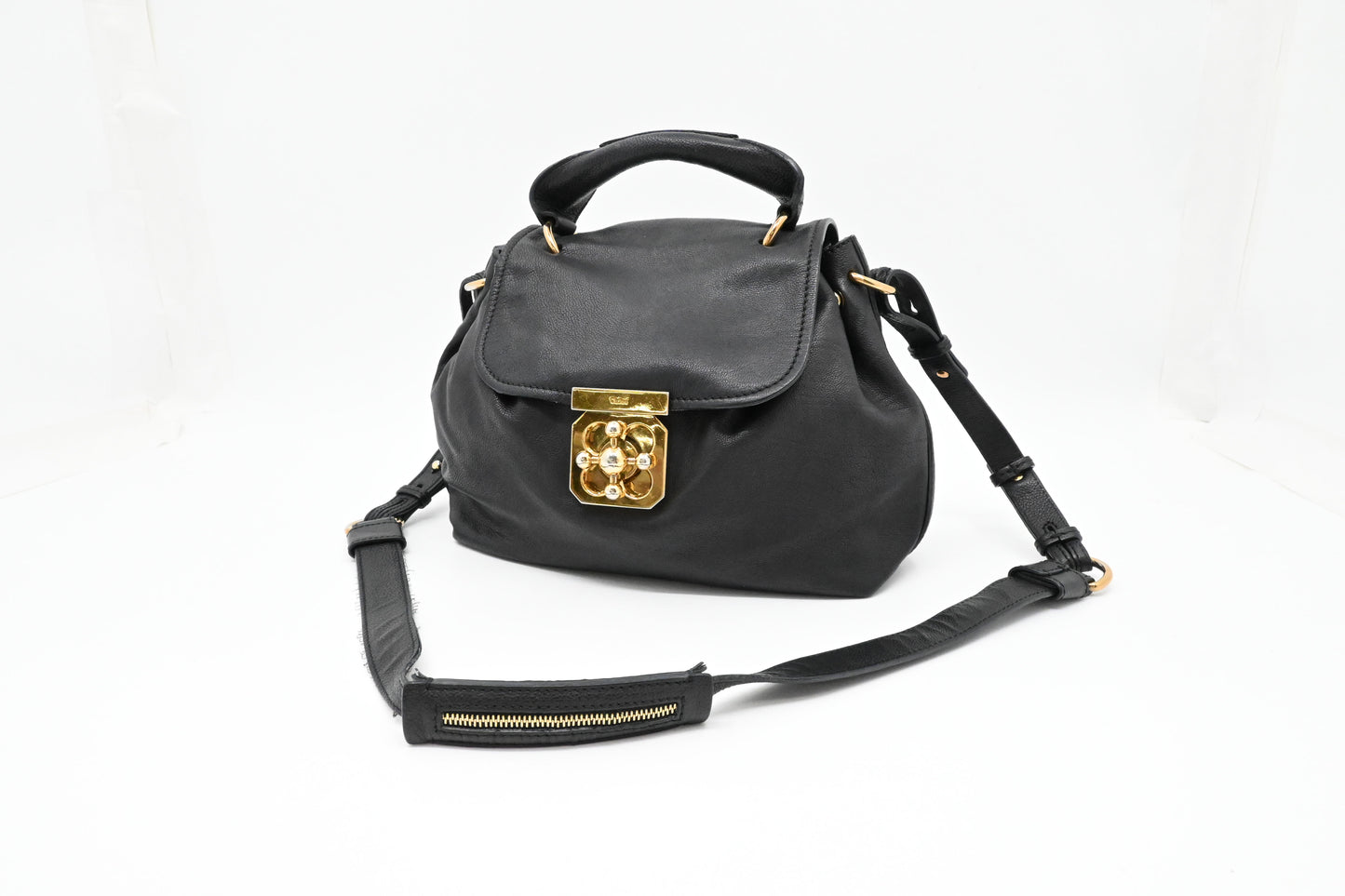 Chloe Small Elsie Two Way Bag in Black Leather