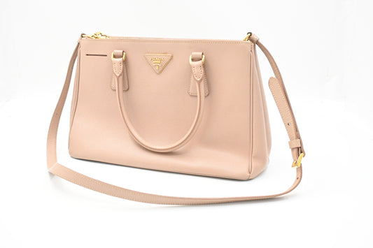 Prada Small Galleria in Pink Beige Saffiano Leather