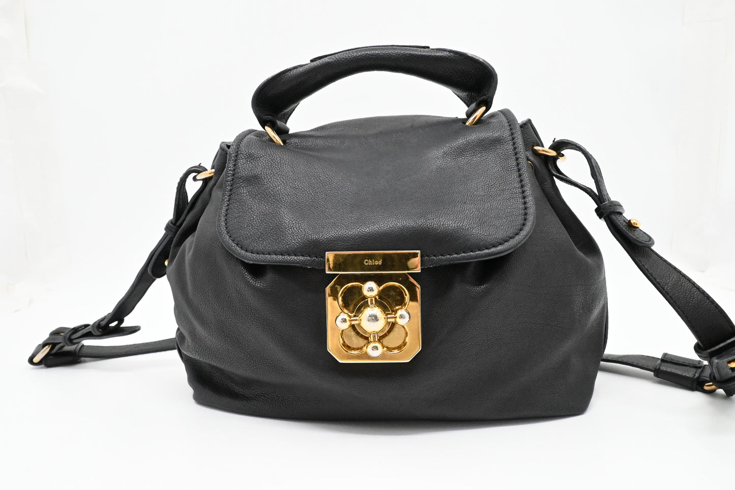 Chloe Small Elsie Two Way Bag in Black Leather