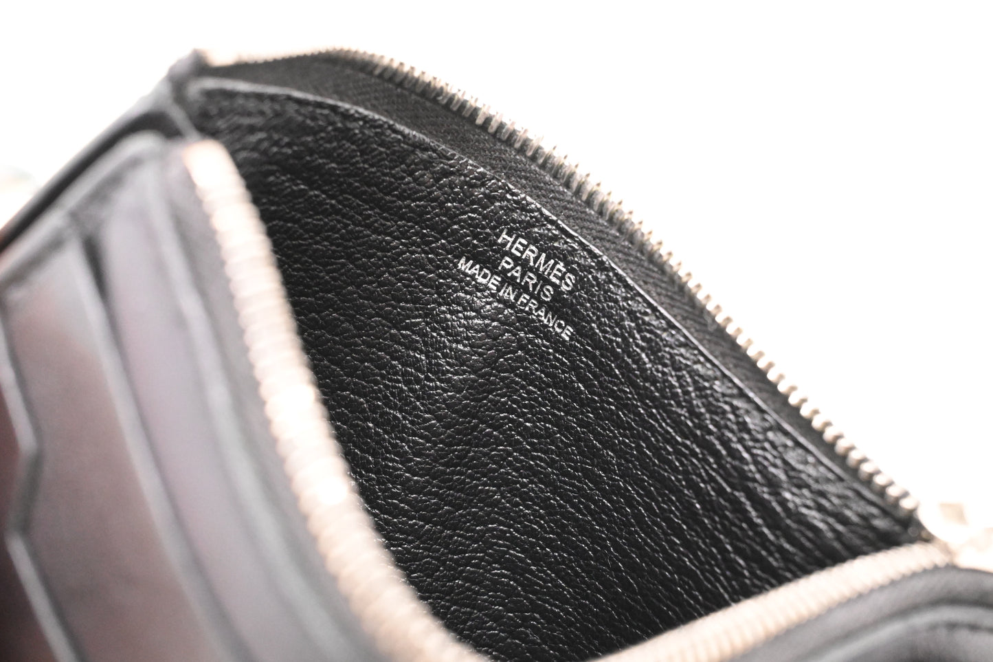 Hermes City Zip Coin Case in Black Leather
