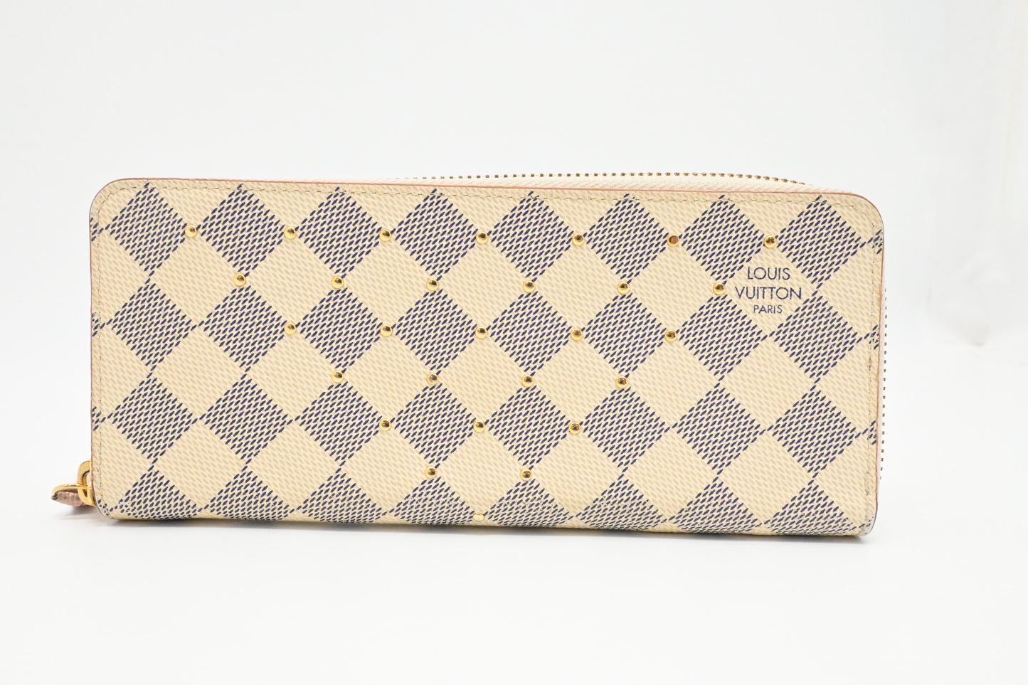 Louis Vuitton Clemence Wallet in Studded Damier Azur Canvas