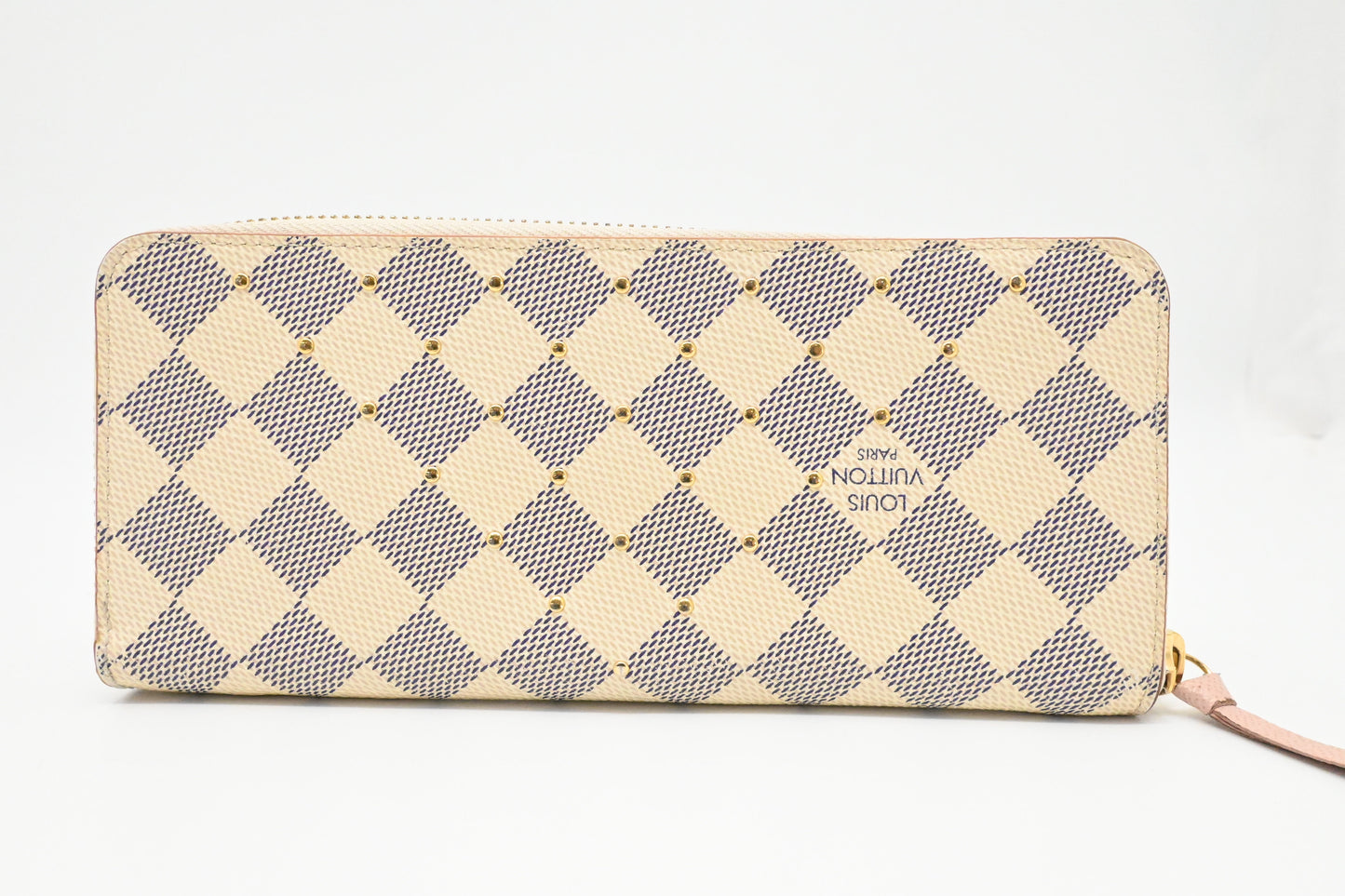 Louis Vuitton Clemence Wallet in Studded Damier Azur Canvas