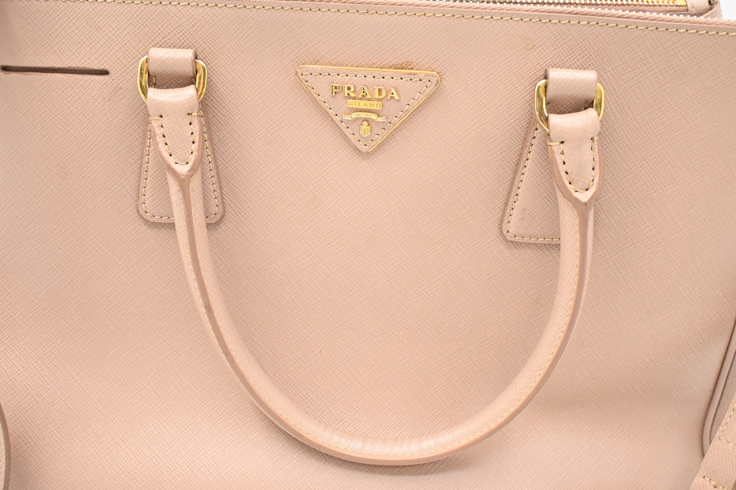 Prada Small Galleria in Pink Beige Saffiano Leather
