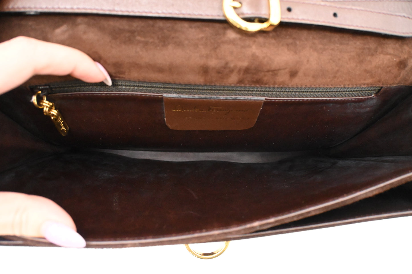 Ferragamo Crossbody Bag in Brown Leather