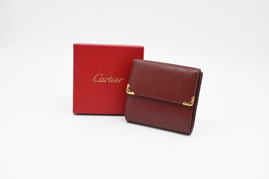 Cartier Wallet in Burgundy Leather