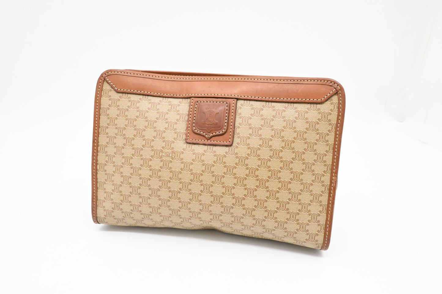 Celine Clutch in Light Brown Macadam Canvas