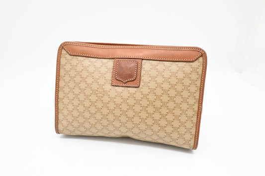 Celine Clutch in Light Brown Macadam Canvas