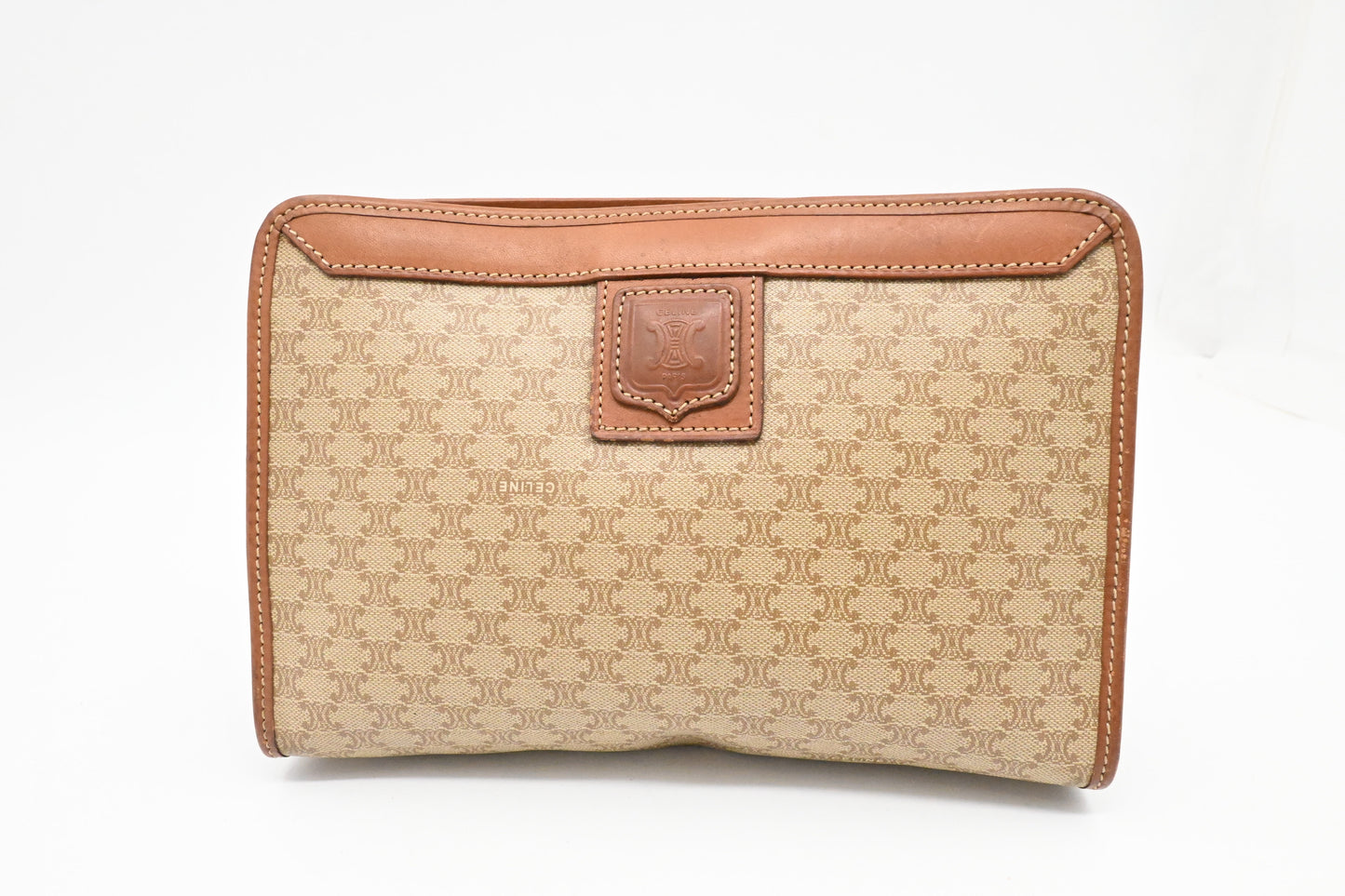 Celine Clutch in Light Brown Macadam Canvas