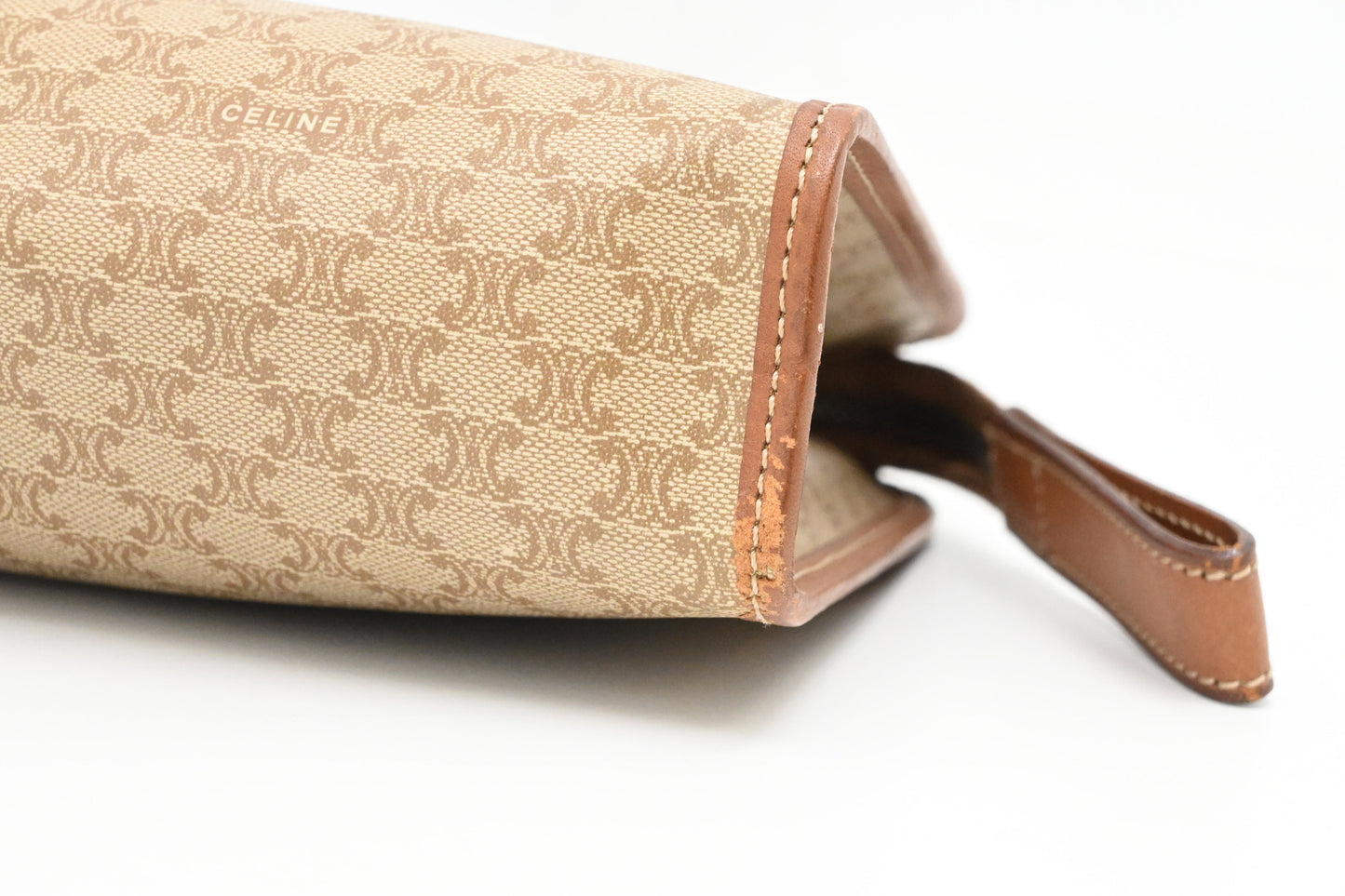 Celine Clutch in Light Brown Macadam Canvas