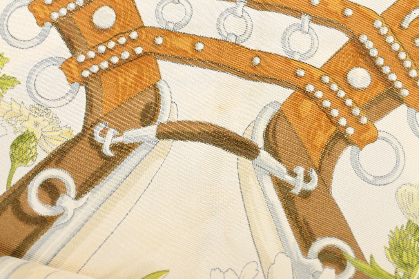 Hermes Carre 90 "Aux Champs" in Brown Silk