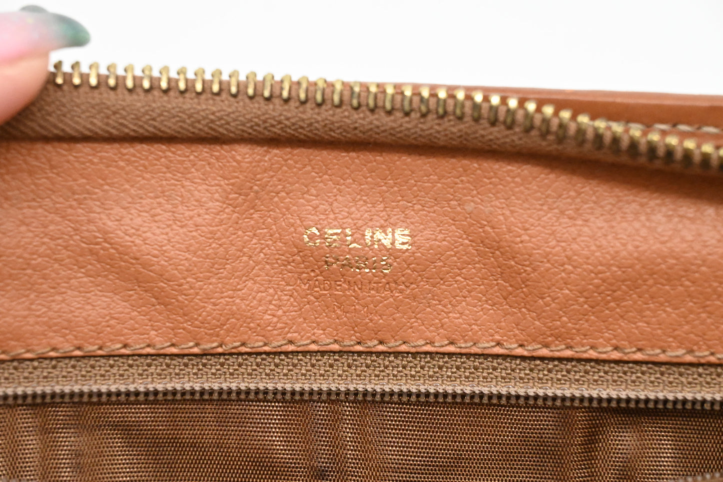 Celine Clutch in Light Brown Macadam Canvas