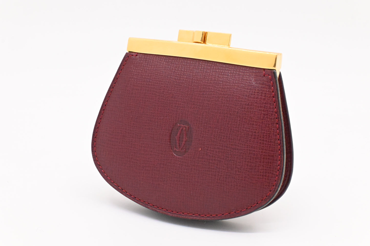 Cartier Kisslock Coin Case in Burgundy Leather