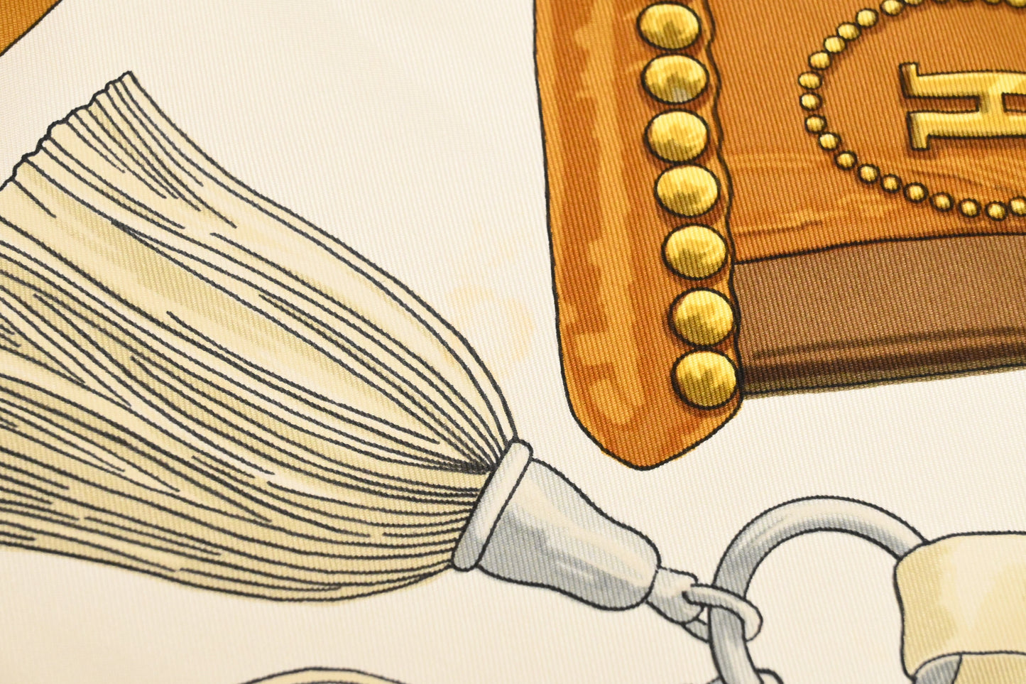 Hermes Carre 90 "Aux Champs" in Brown Silk
