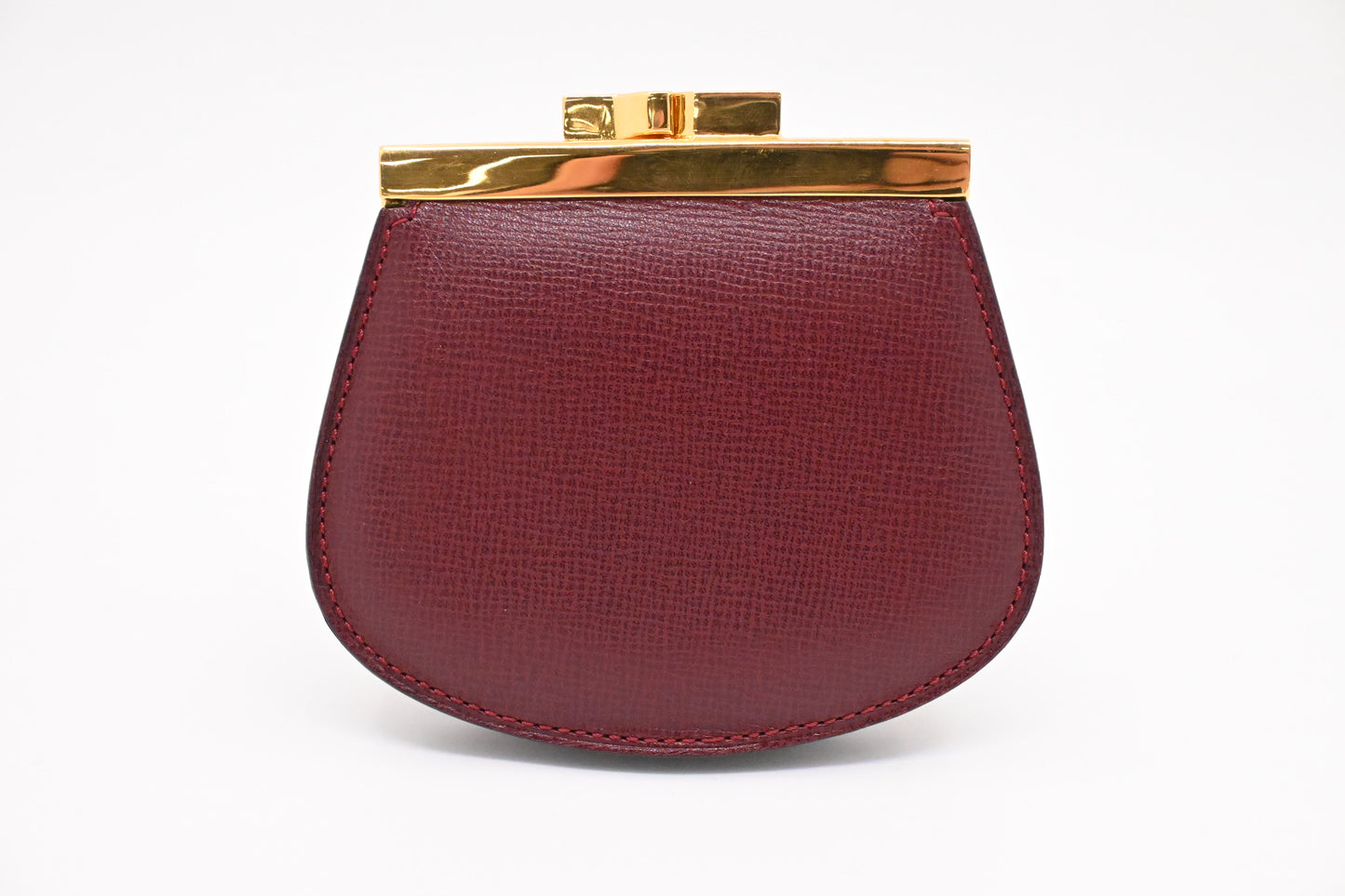 Cartier Kisslock Coin Case in Burgundy Leather