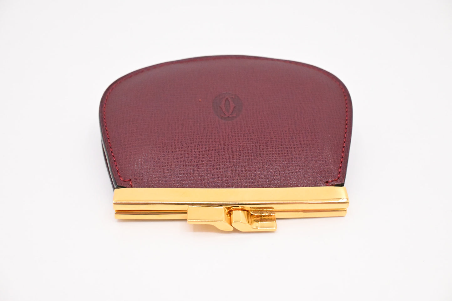 Cartier Kisslock Coin Case in Burgundy Leather
