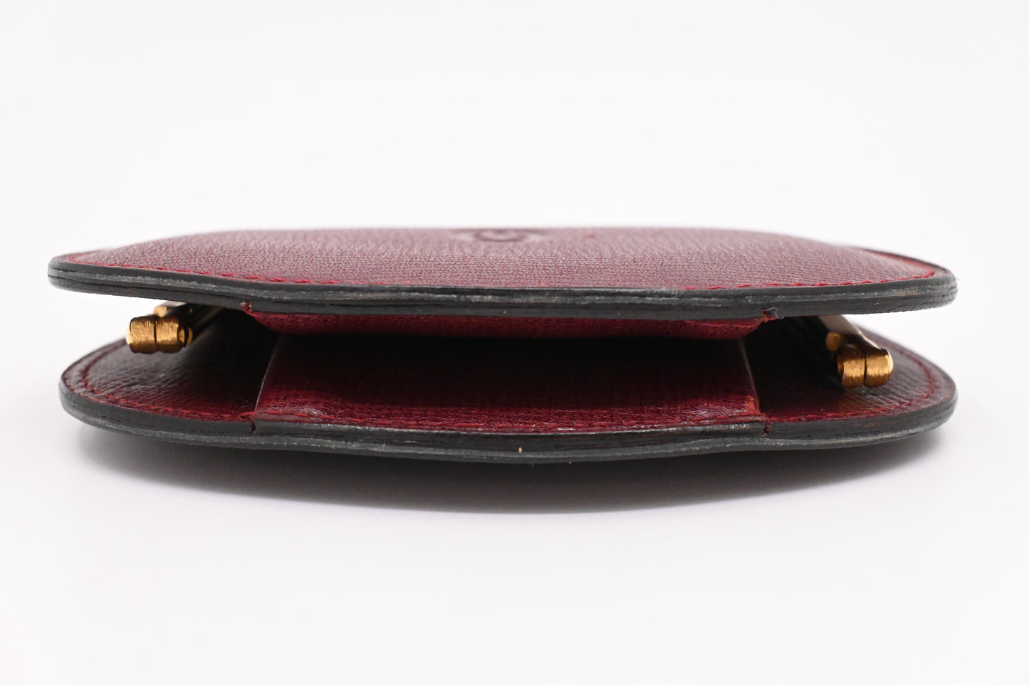 Cartier Kisslock Coin Case in Burgundy Leather