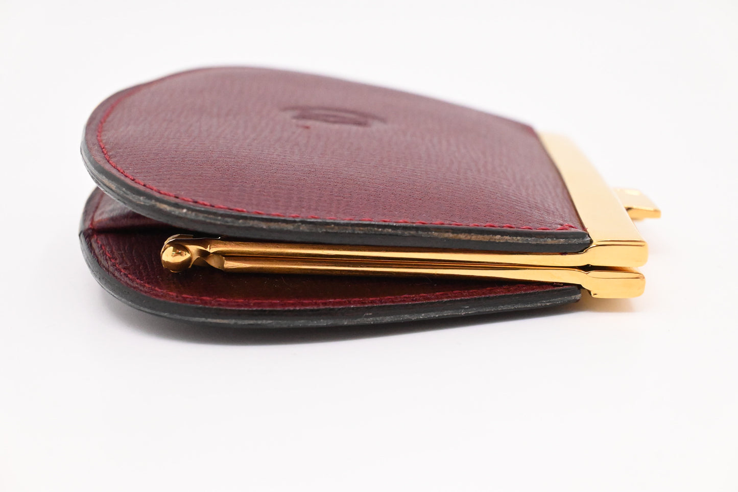 Cartier Kisslock Coin Case in Burgundy Leather