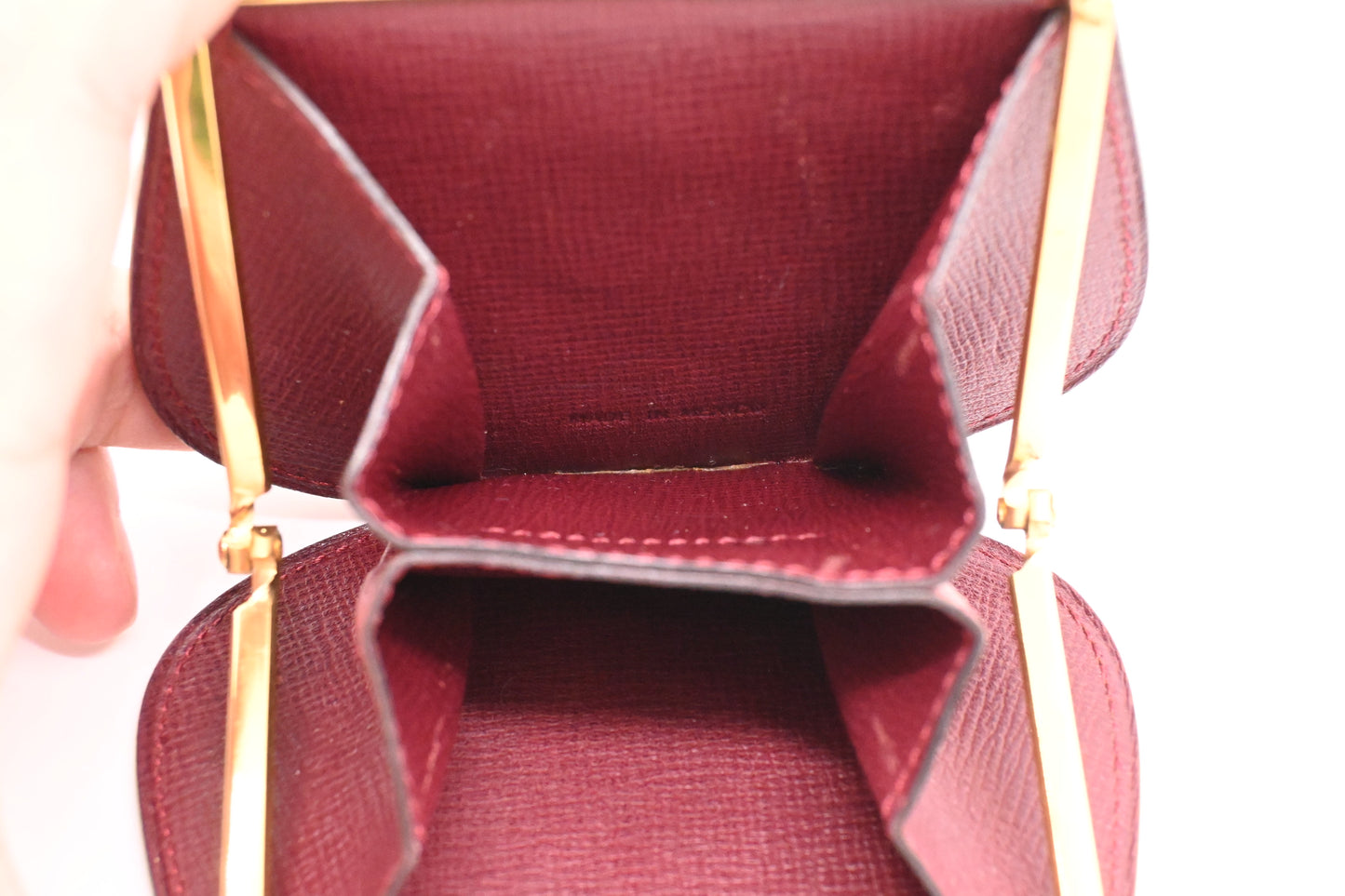 Cartier Kisslock Coin Case in Burgundy Leather