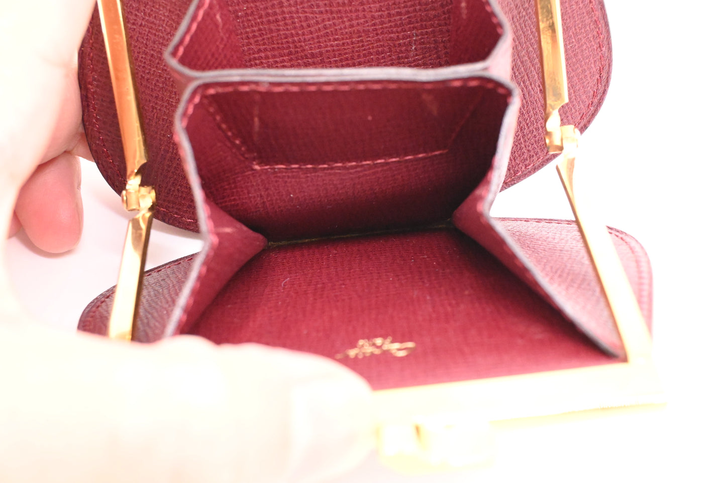 Cartier Kisslock Coin Case in Burgundy Leather