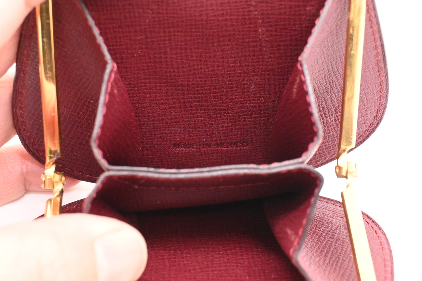 Cartier Kisslock Coin Case in Burgundy Leather