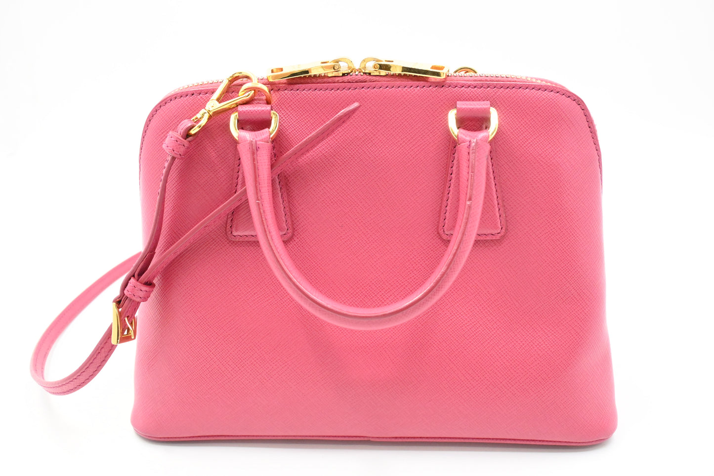 Prada Two Way Bag in Pink Saffiano Leather