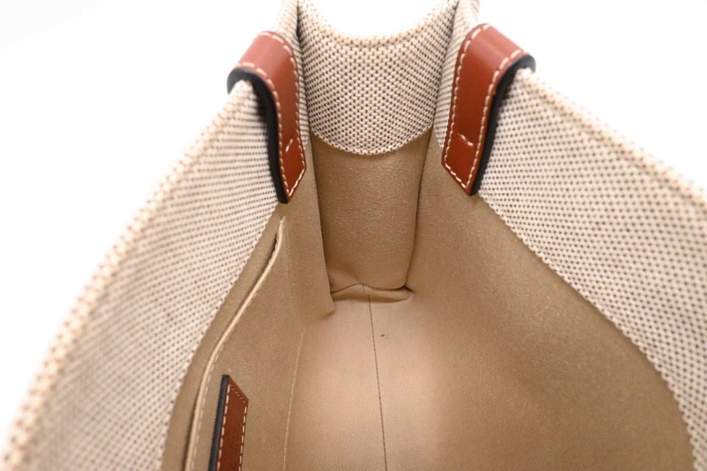 Chloe Woody Small Tote in Beige Canvas