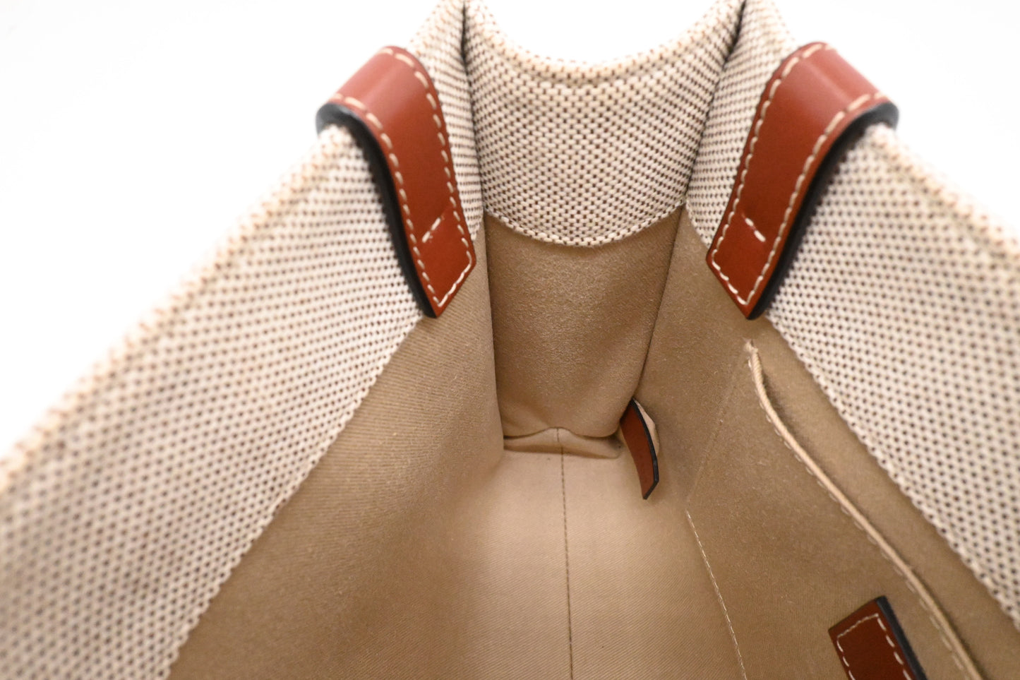 Chloe Woody Small Tote in Beige Canvas