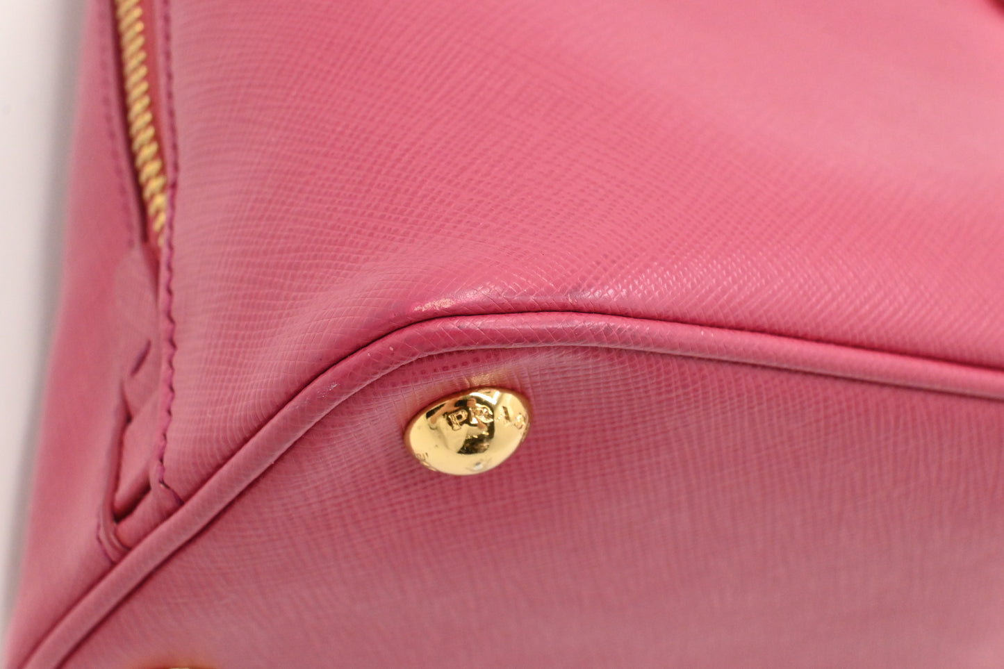 Prada Two Way Bag in Pink Saffiano Leather