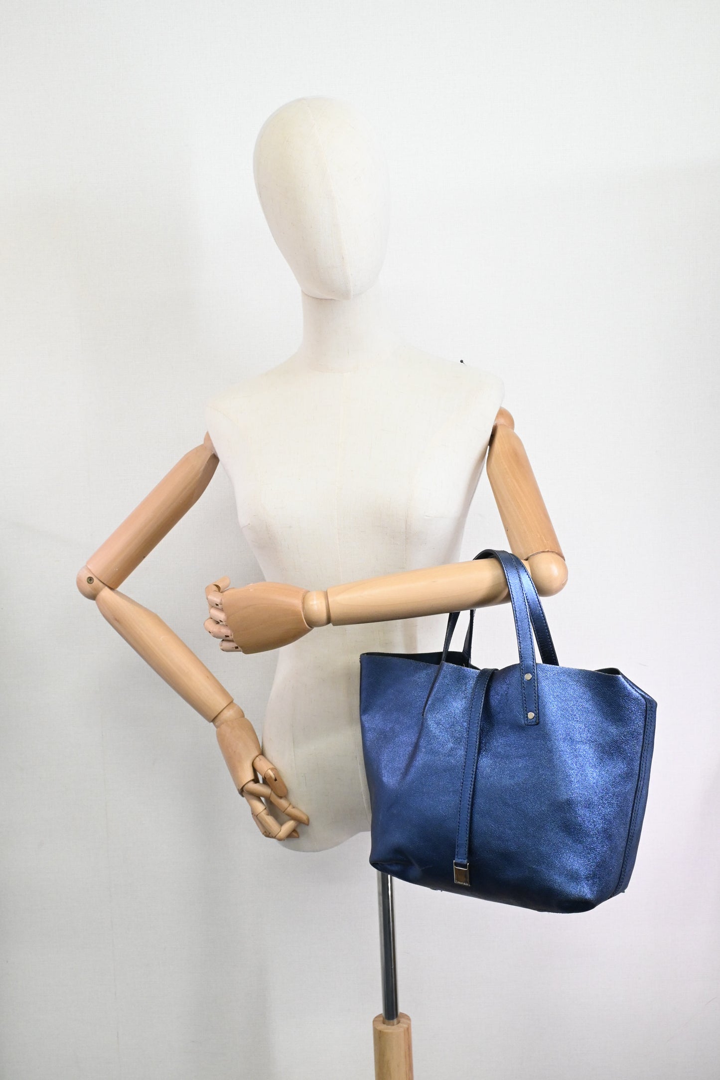 Tiffany & Co. Reversible Tote PM in Metallic Blue Leather