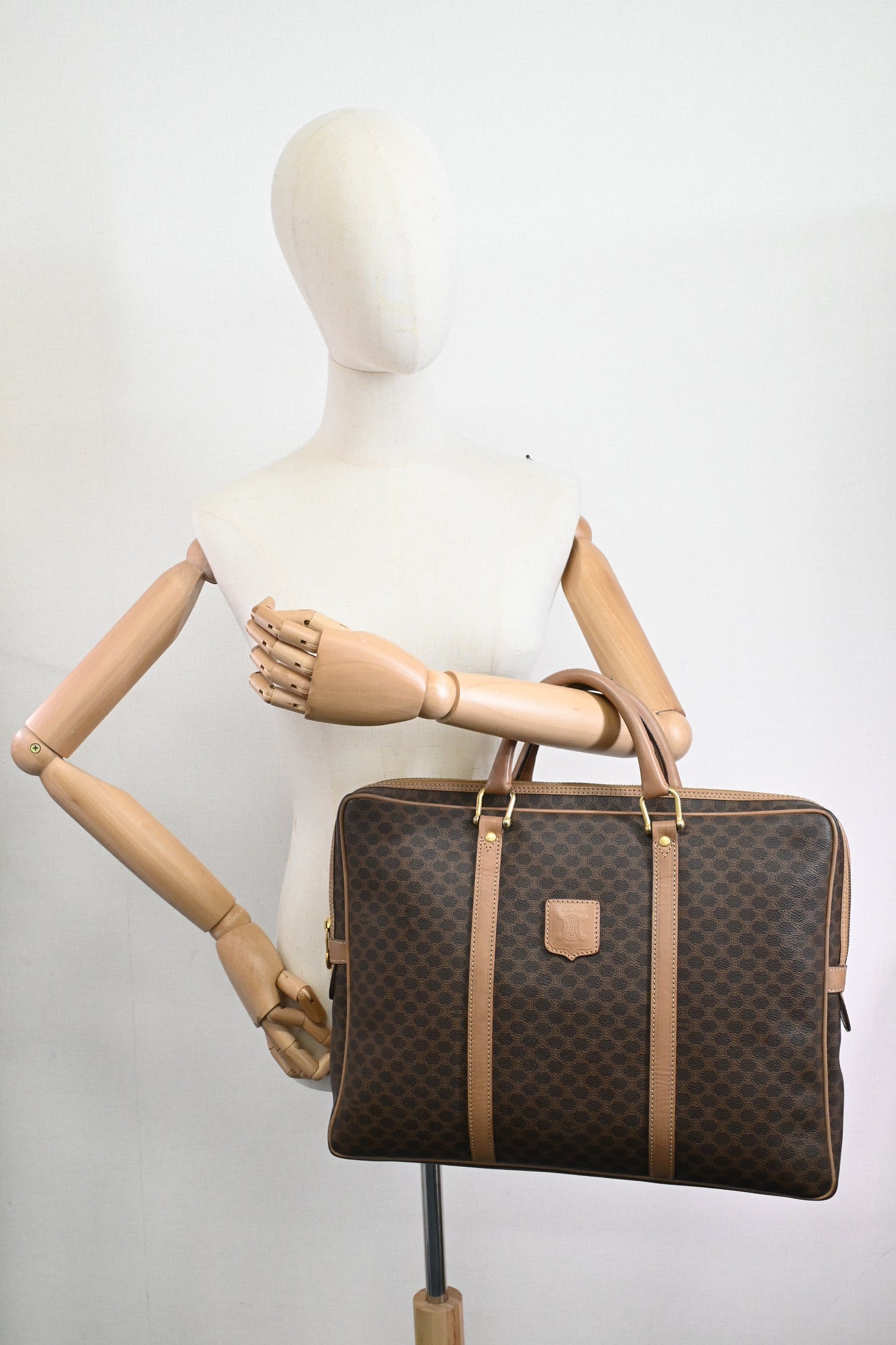 Celine Business Bag in Brown Macadam Canvas