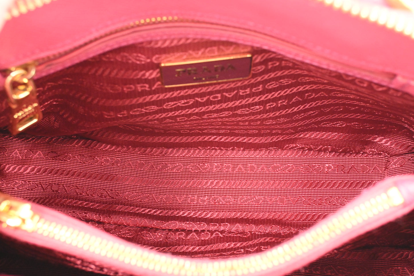 Prada Two Way Bag in Pink Saffiano Leather