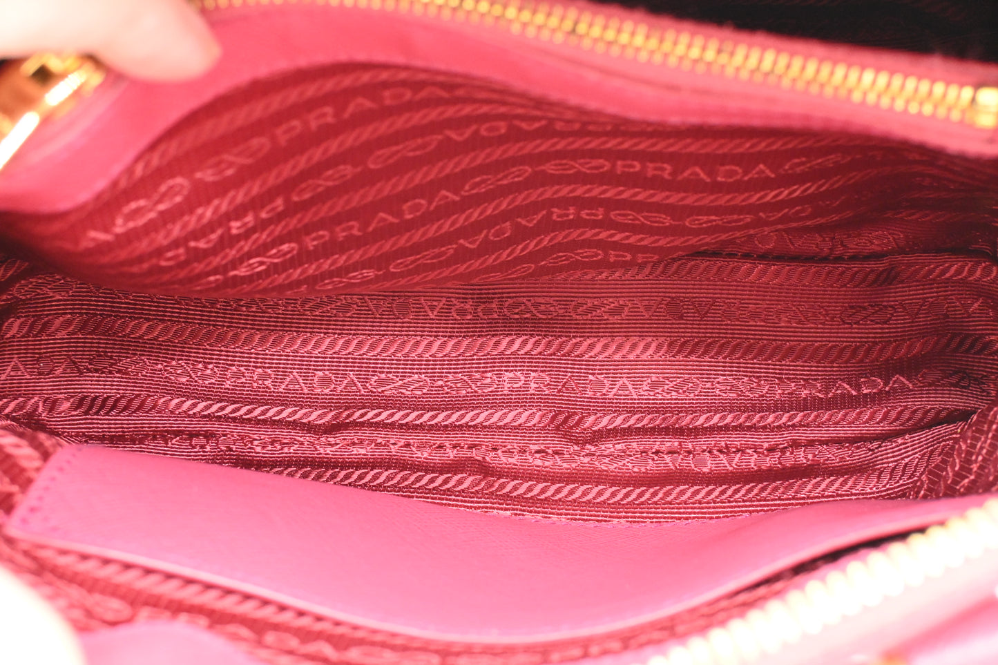 Prada Two Way Bag in Pink Saffiano Leather