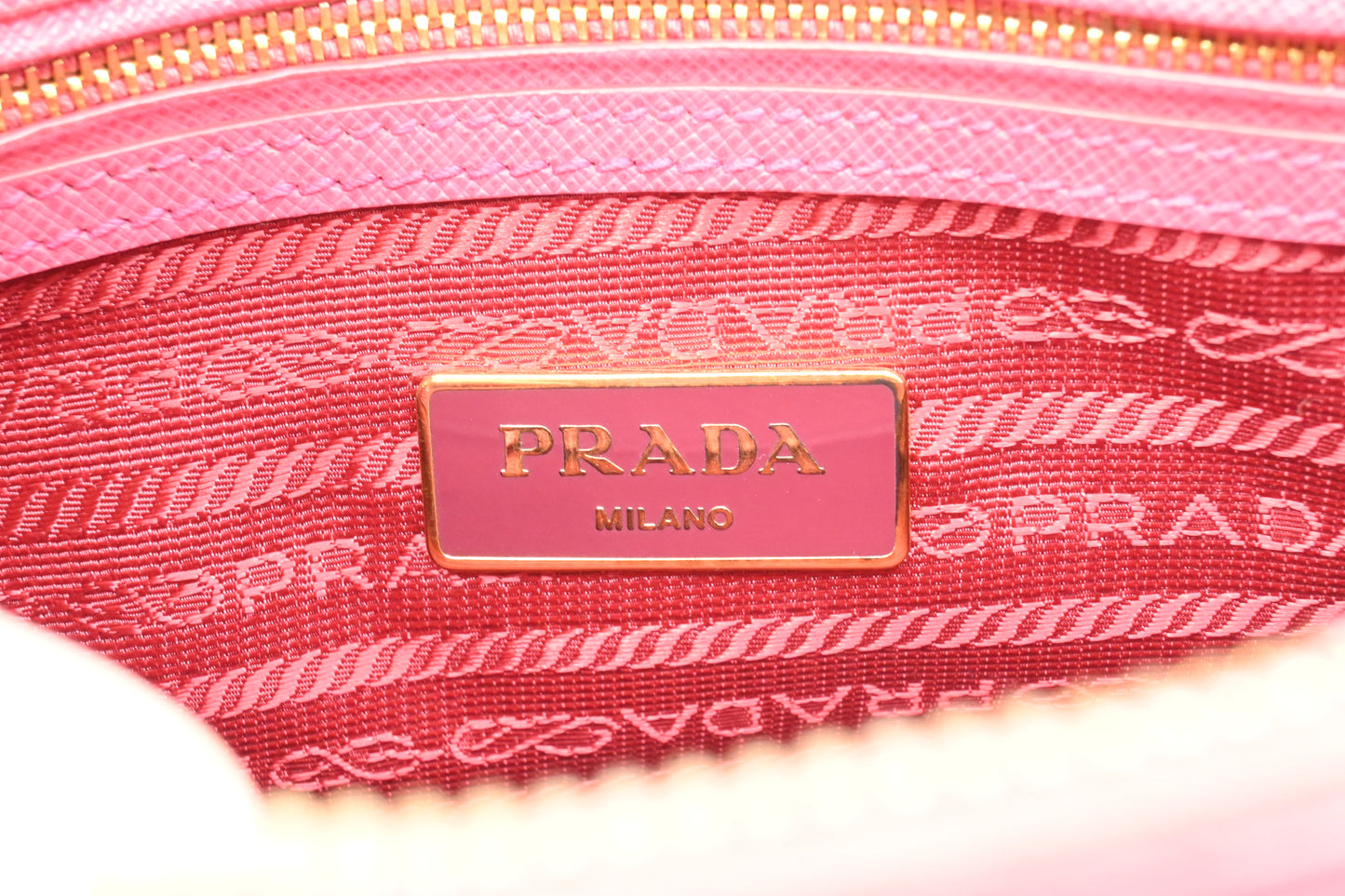 Prada Two Way Bag in Pink Saffiano Leather