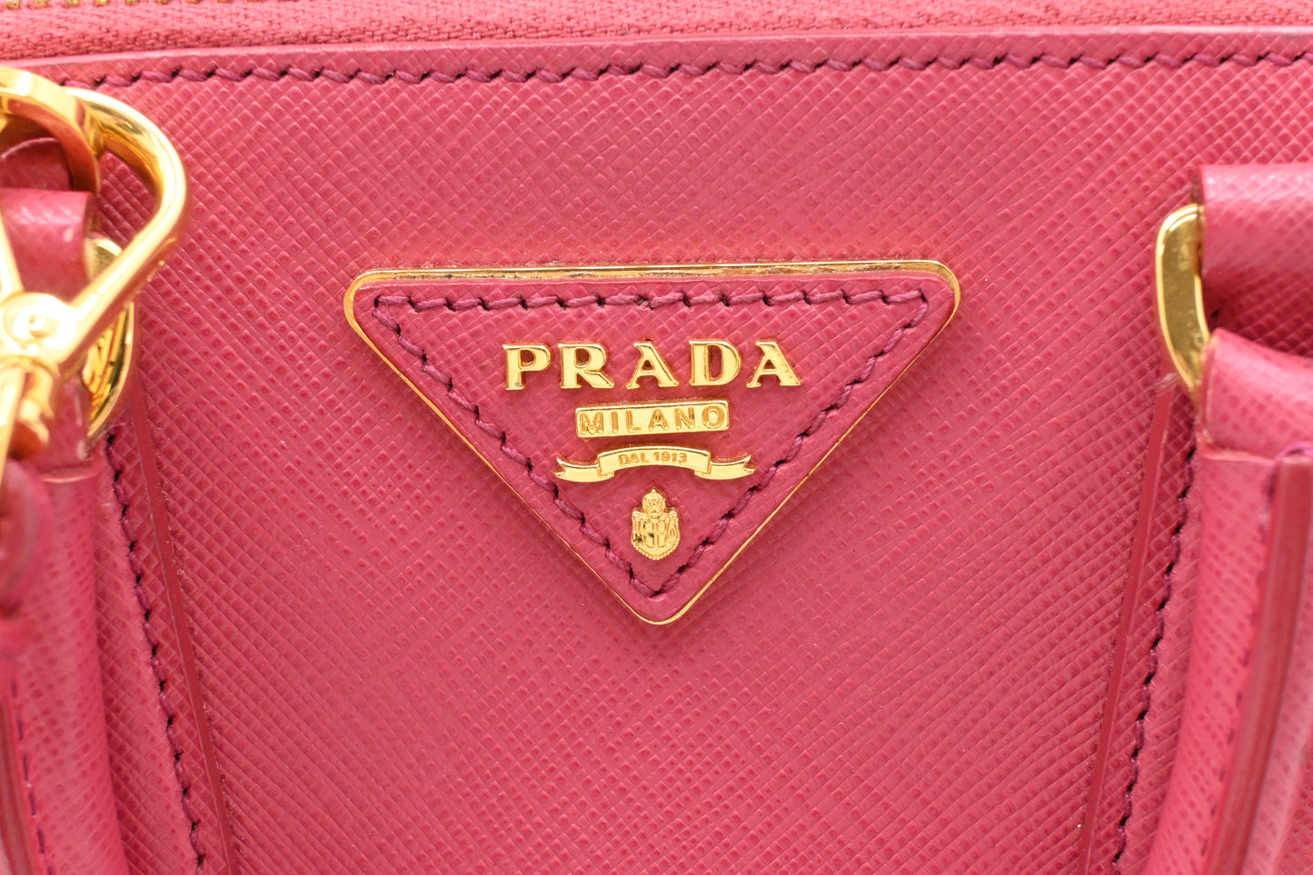 Prada Two Way Bag in Pink Saffiano Leather