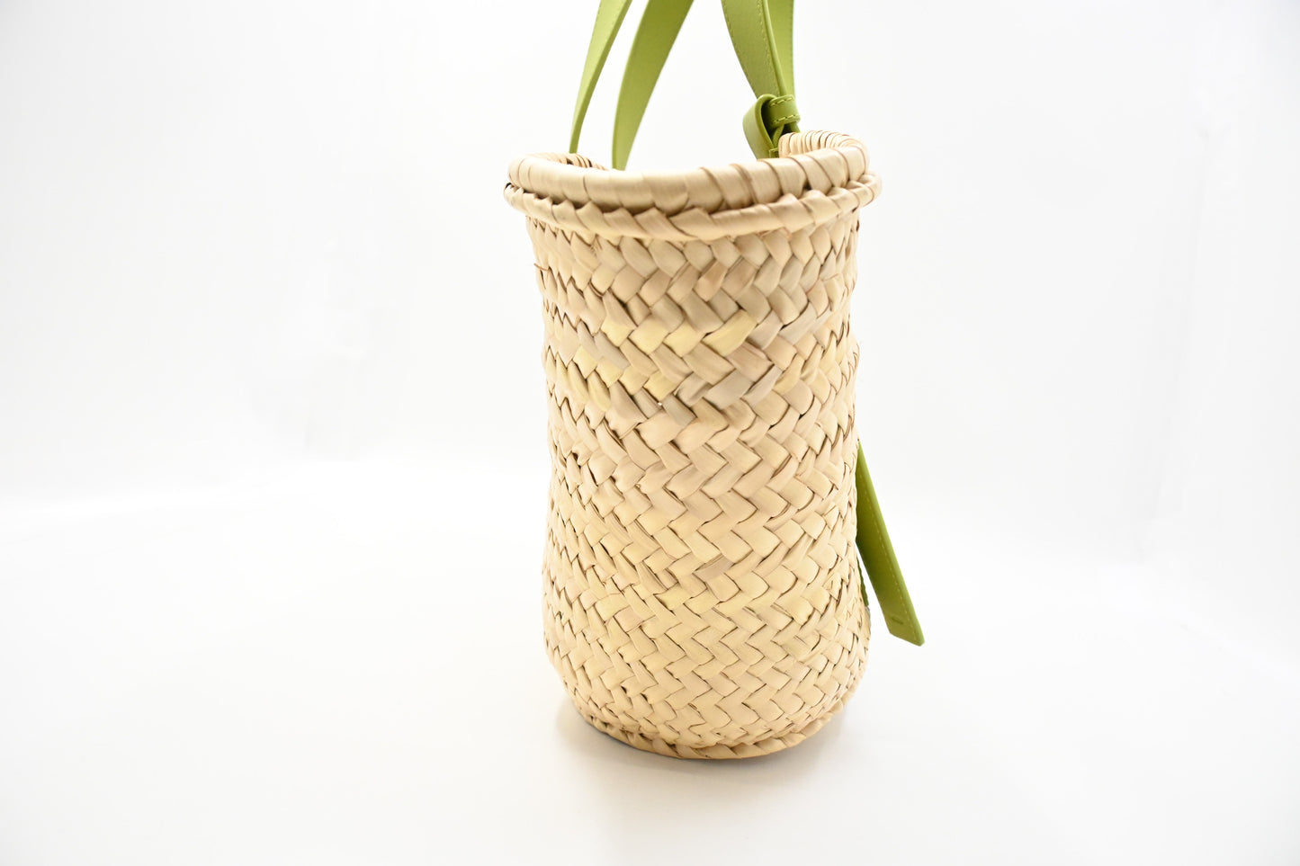 Loewe Basket Bag in Raffia and Green Calfskin