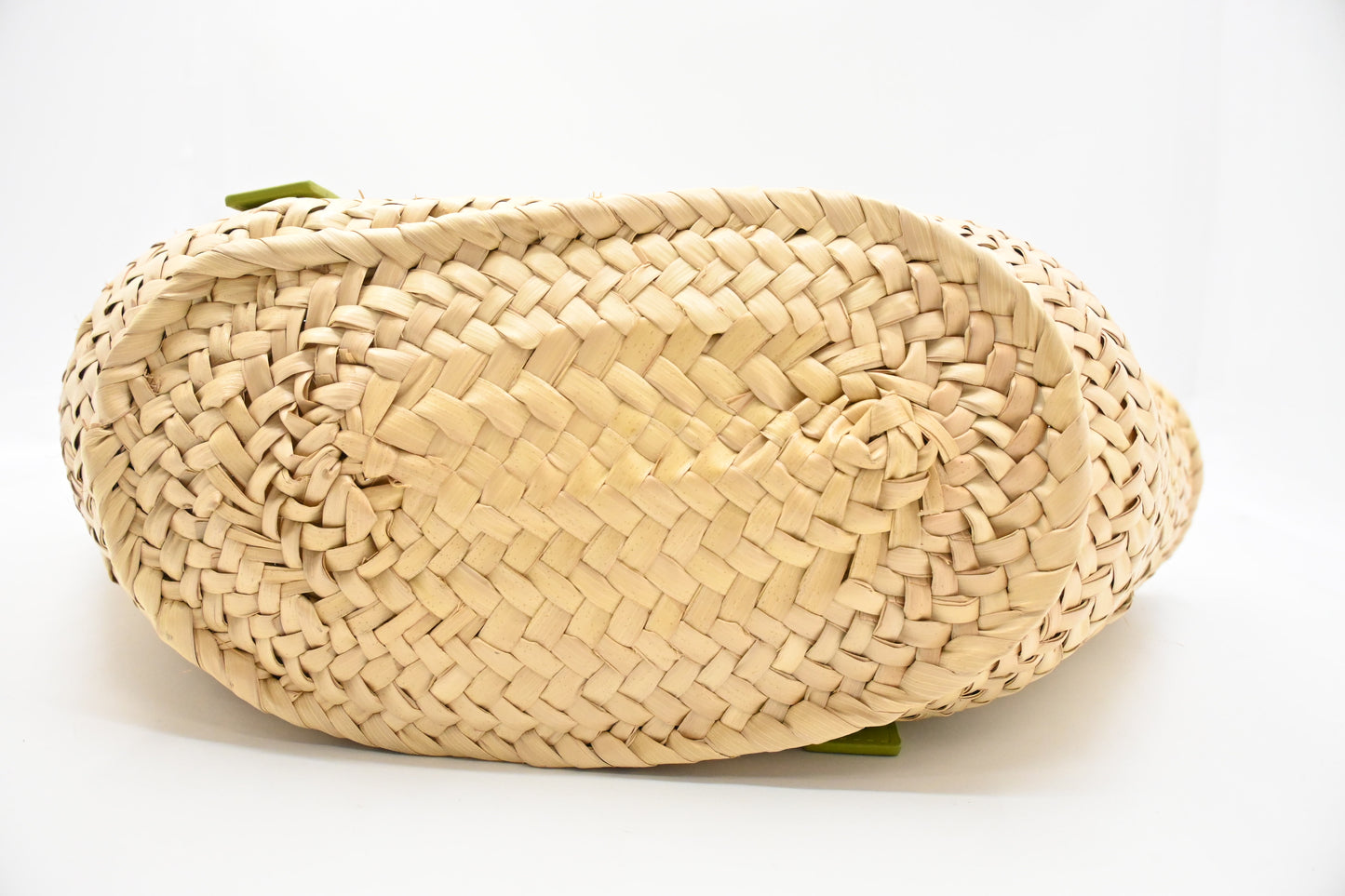 Loewe Basket Bag in Raffia and Green Calfskin