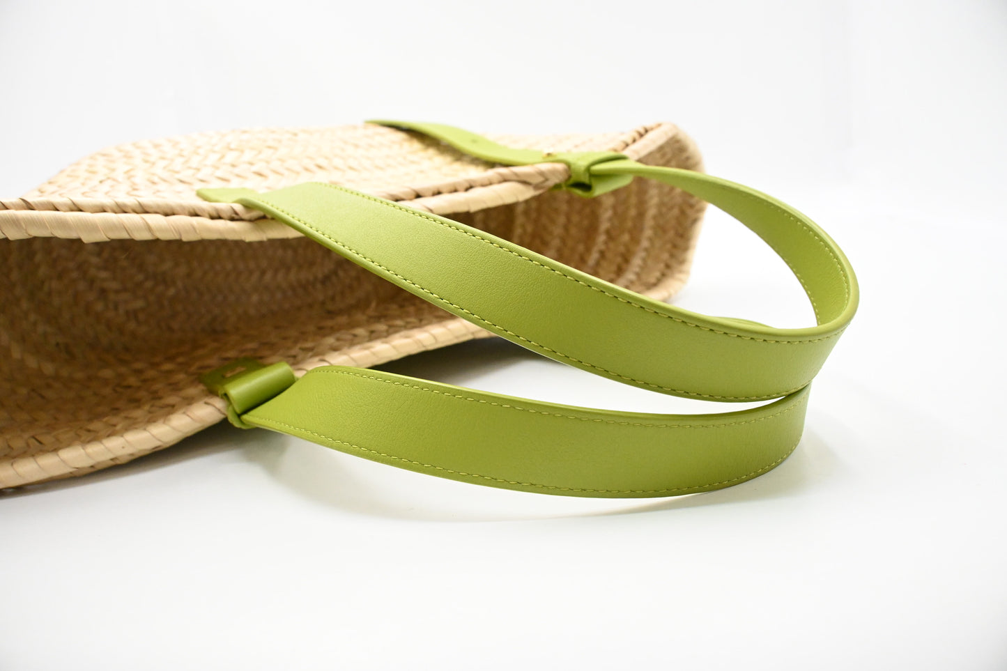 Loewe Basket Bag in Raffia and Green Calfskin