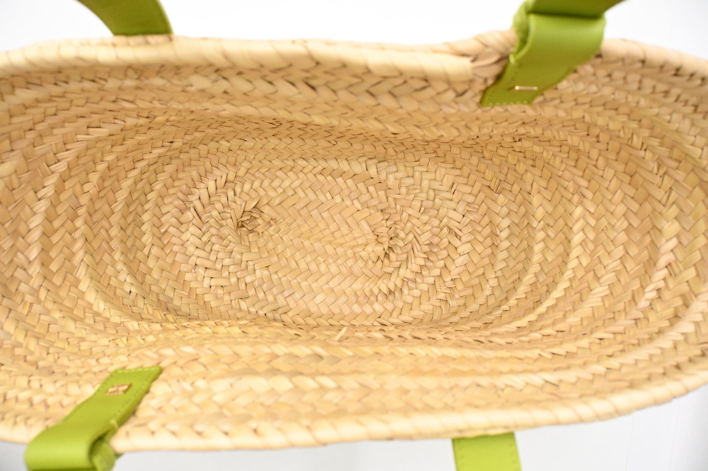 Loewe Basket Bag in Raffia and Green Calfskin