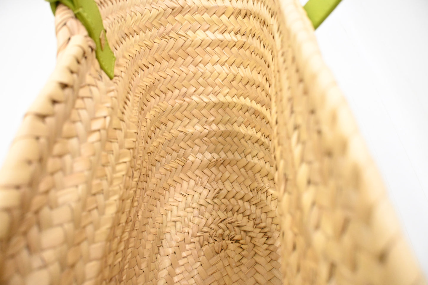 Loewe Basket Bag in Raffia and Green Calfskin