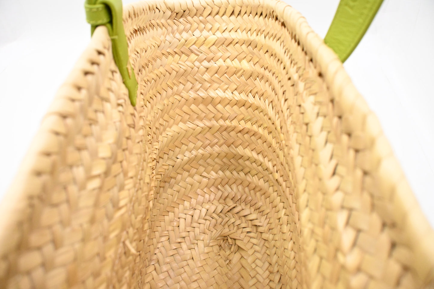 Loewe Basket Bag in Raffia and Green Calfskin