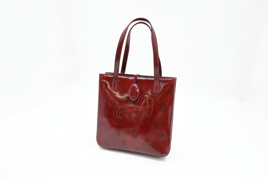 Cartier Handbag in Burgundy Patent Leather