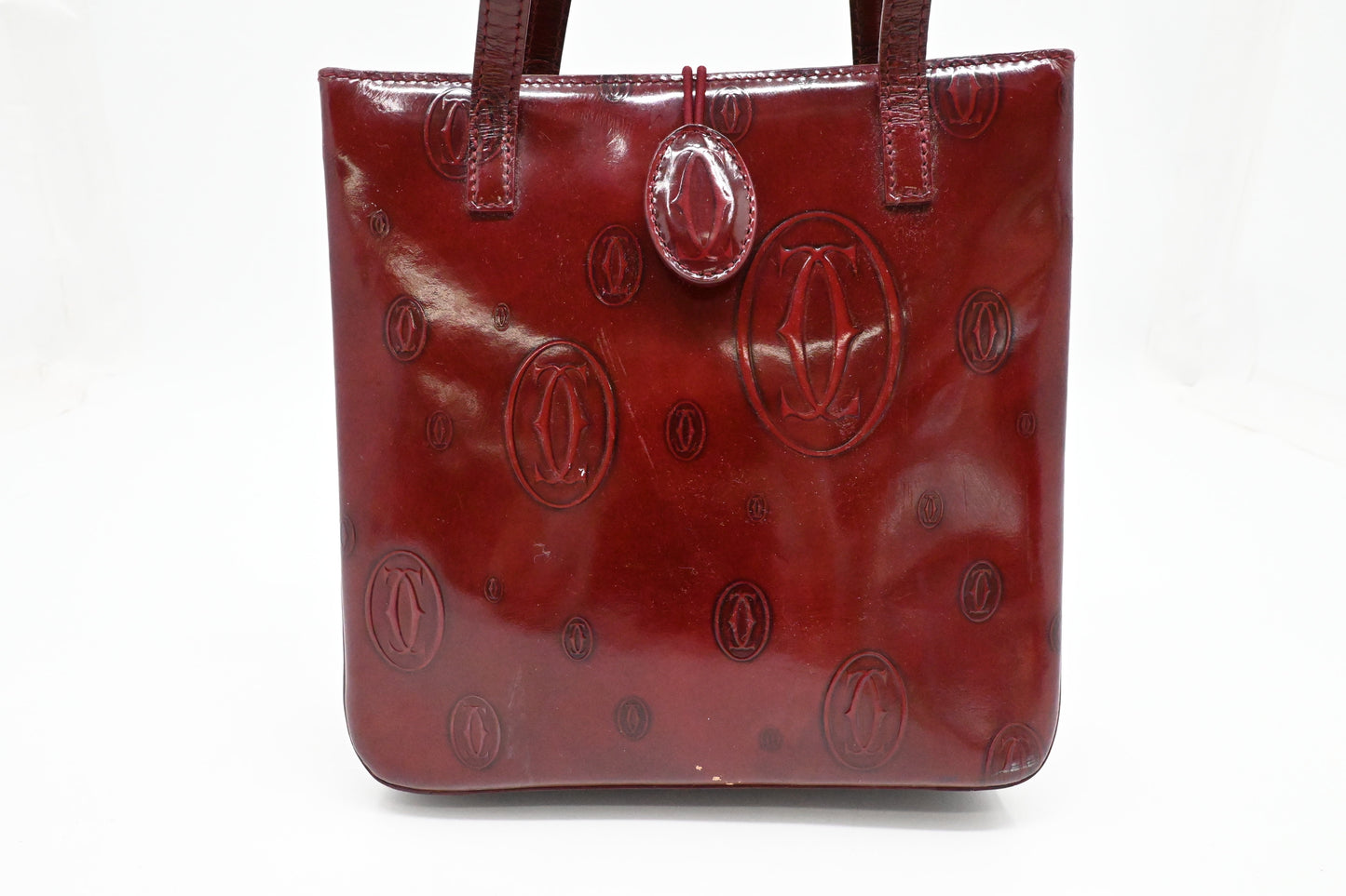 Cartier Handbag in Burgundy Patent Leather