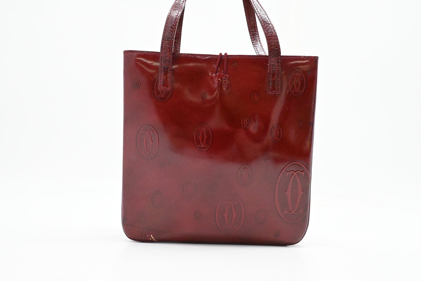 Cartier Handbag in Burgundy Patent Leather