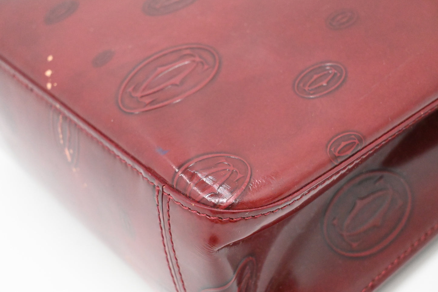 Cartier Handbag in Burgundy Patent Leather