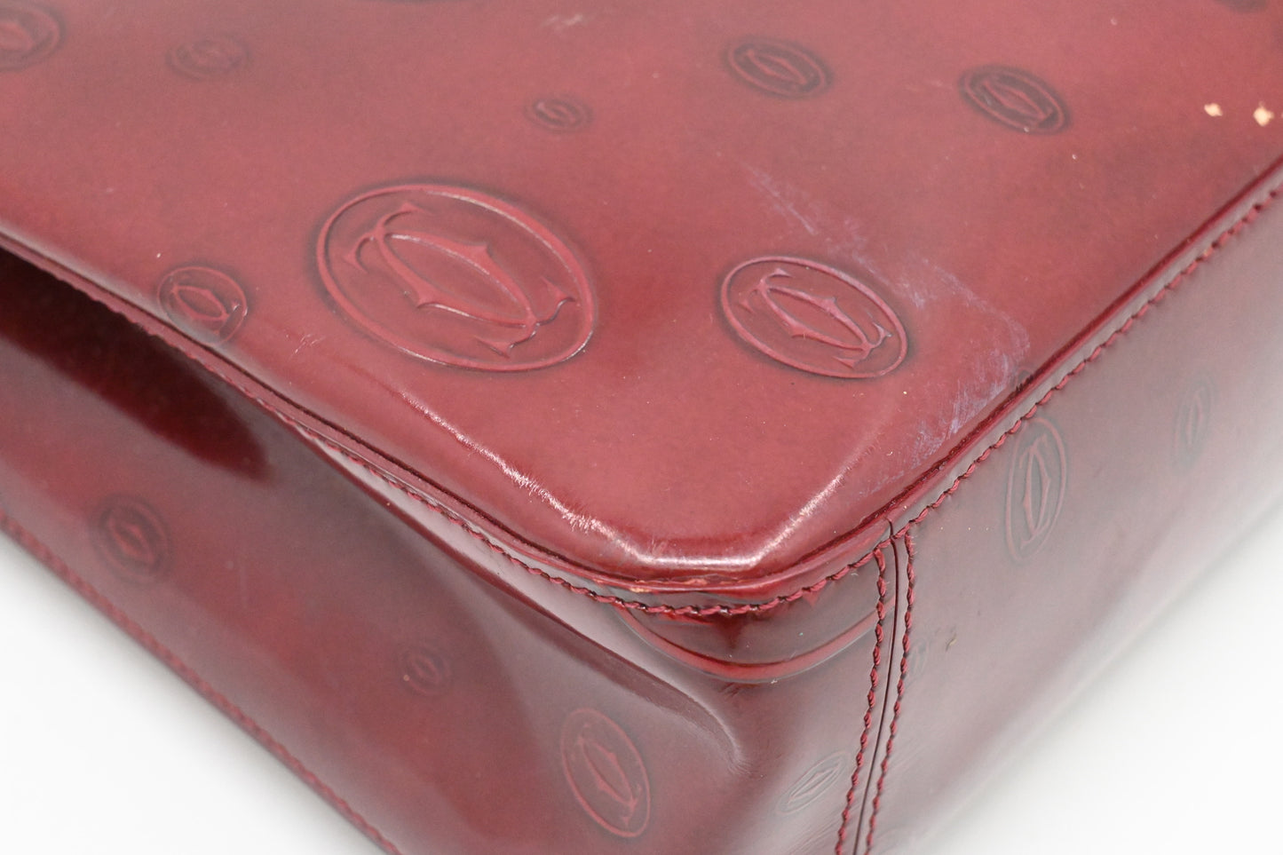 Cartier Handbag in Burgundy Patent Leather