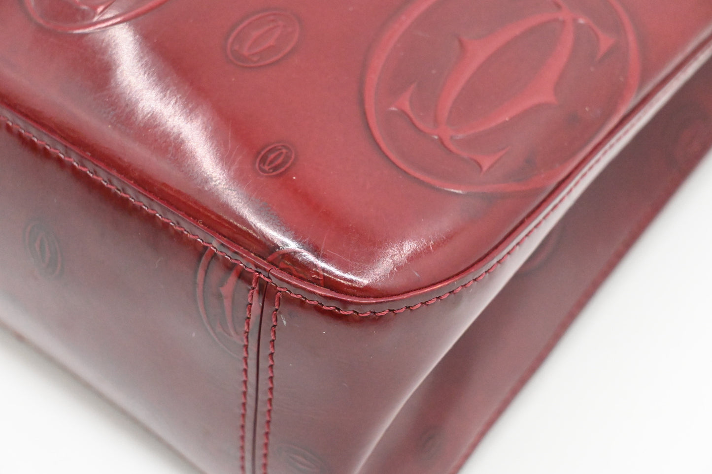 Cartier Handbag in Burgundy Patent Leather